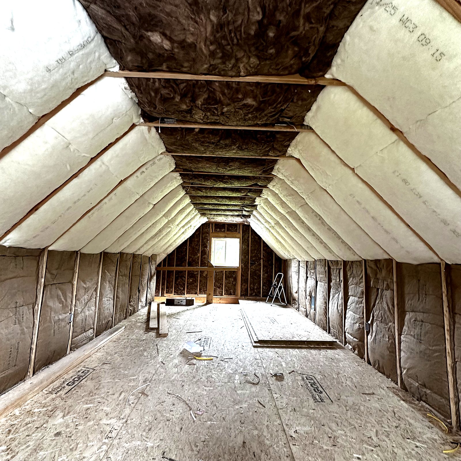 Fully insulated attic with sealed roof line