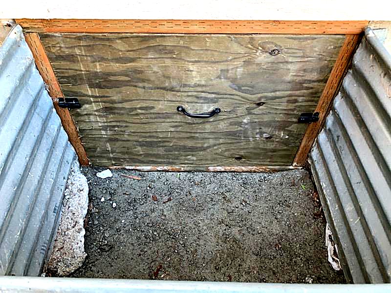 Crawl space hatch and surround after clean-out