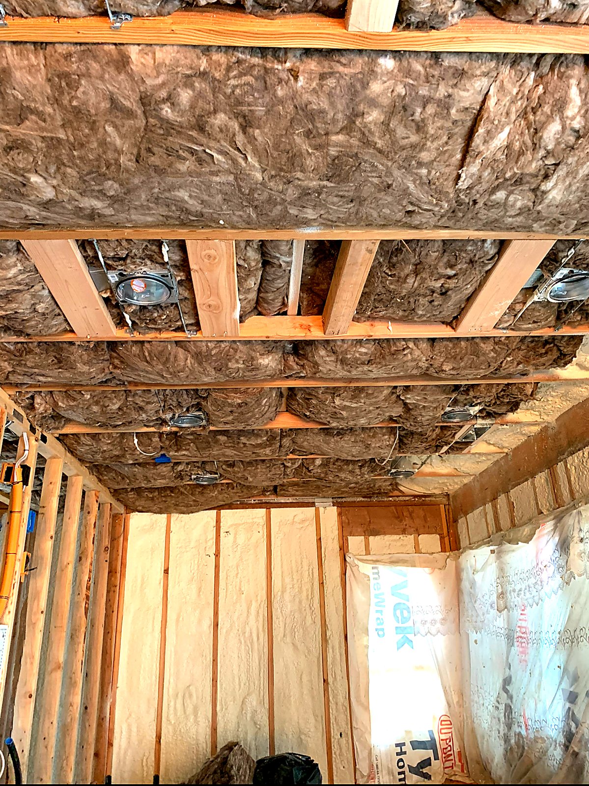 Crawl space framing insulated around the perimeter