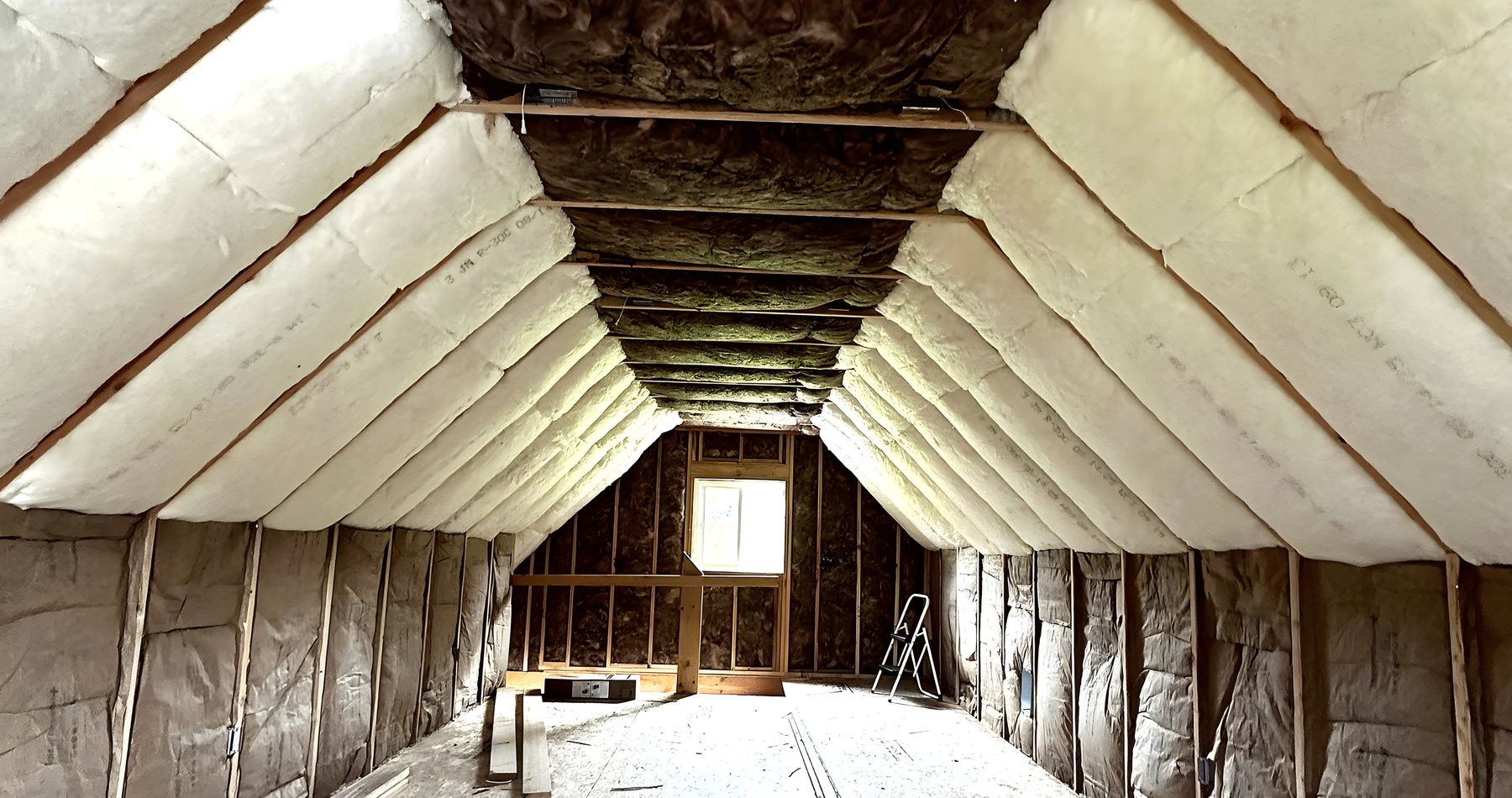 Finished crawl space with new insulation and vapor barrier