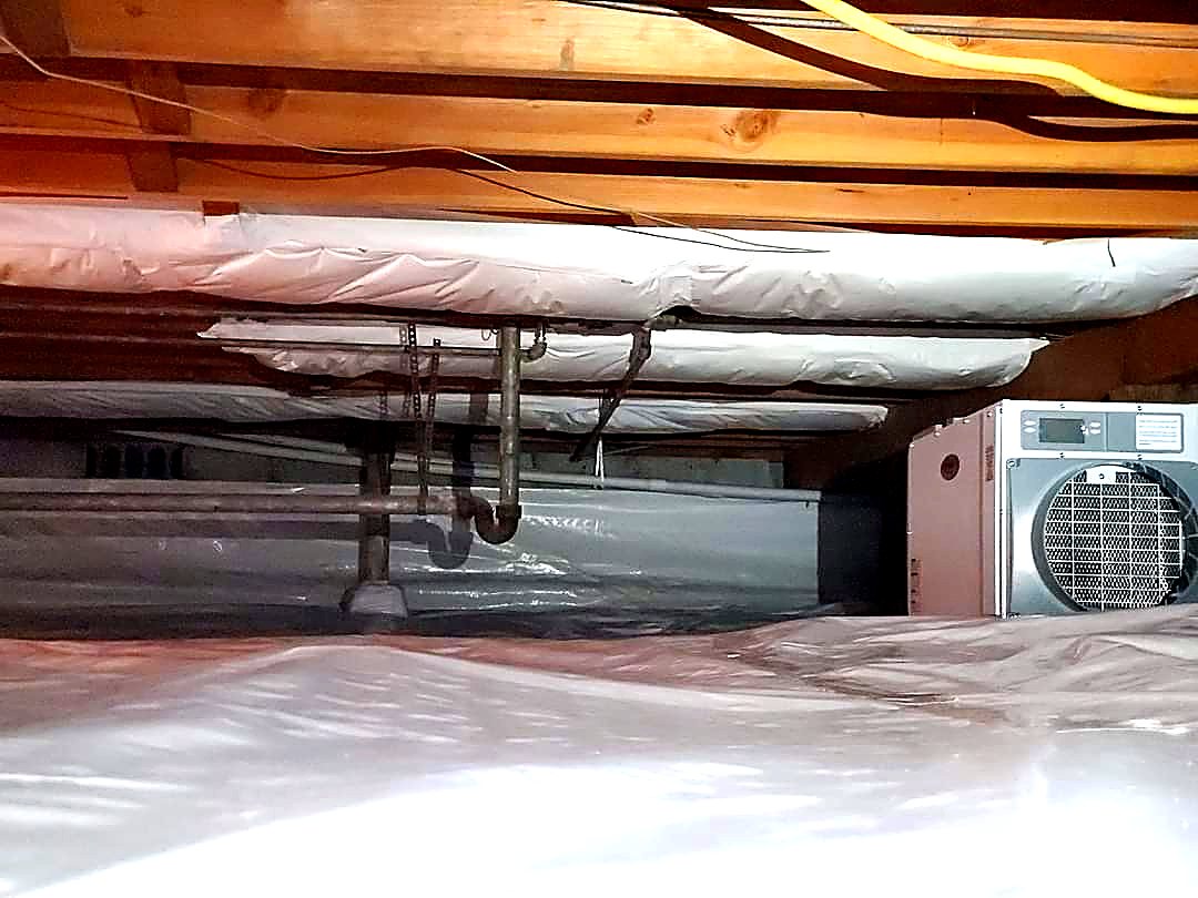 Insulated crawl space ductwork and heat pump line set